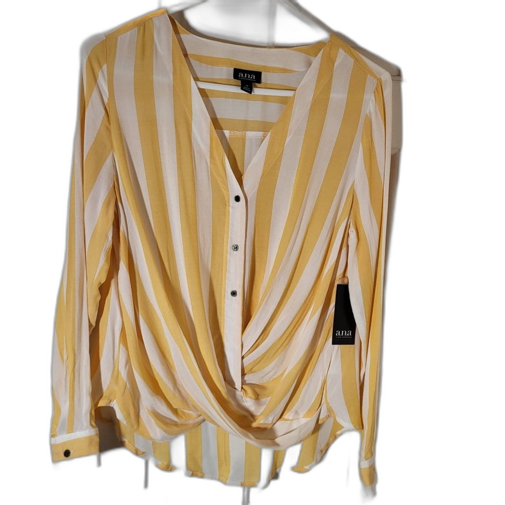 NEW Striped Wrap Blouse by ana Size Med